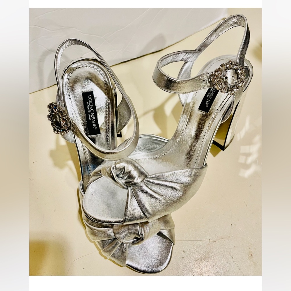 Dolce  & Gabbana Silver Mirror Heels Keira sandals size 36